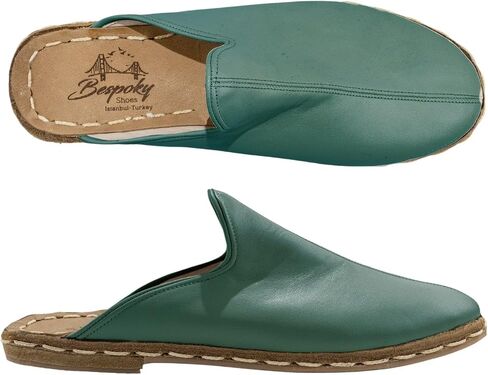 Ottoman Green Color Artisan Handcrafted Genuine Leather Zero Drop Slippers For Men Wide Toe Box Flexible Sole Lightweight Breathable Eco-Friendly Grounding Minimalist Shoes in Saudi Arabia