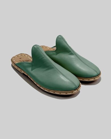 Ottoman Green Color Artisan Handcrafted Genuine Leather Zero Drop Slippers For Men Wide Toe Box Flexible Sole Lightweight Breathable Eco-Friendly Grounding Minimalist Shoes in Saudi Arabia