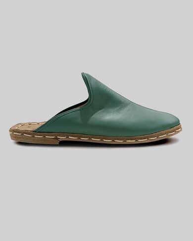 Ottoman Green Color Artisan Handcrafted Genuine Leather Zero Drop Slippers For Men Wide Toe Box Flexible Sole Lightweight Breathable Eco-Friendly Grounding Minimalist Shoes in Saudi Arabia