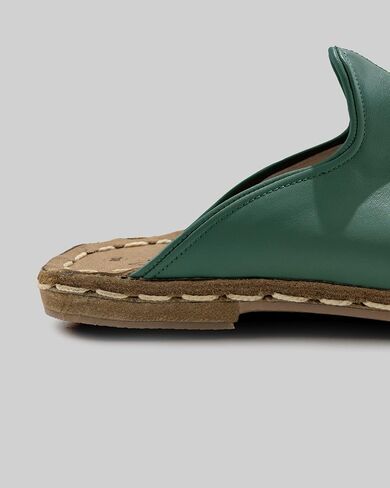 Ottoman Green Color Artisan Handcrafted Genuine Leather Zero Drop Slippers For Men Wide Toe Box Flexible Sole Lightweight Breathable Eco-Friendly Grounding Minimalist Shoes in Saudi Arabia