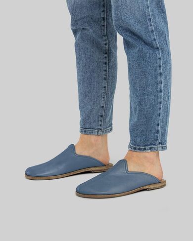 Pierre Loti Jean Blue Color Artisan Handcrafted Genuine Leather Grounding Barefoot Slipper For Men Wide Toe Box Flexible Sole Lightweight Breathable Eco-Friendly Grounding Minimalist Shoes in Saudi Arabia