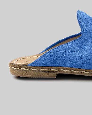 Ottoman Blue Color Artisan Handcrafted Suede Genuine Leather Zero Drop Slippers For Men Wide Toe Box Flexible Sole Lightweight Breathable Eco-Friendly Grounding Minimalist Shoes in Saudi Arabia