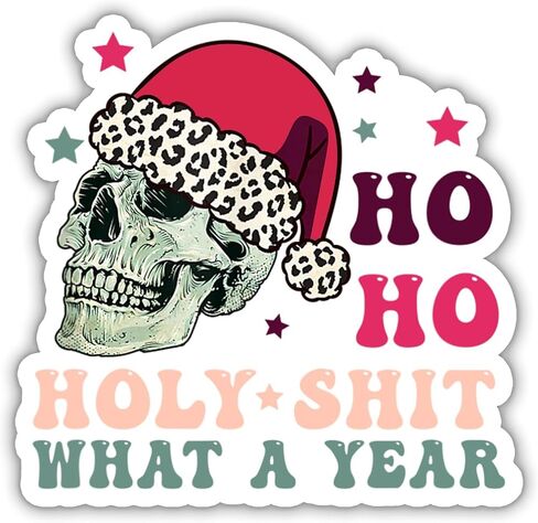 Ho Ho Holy Shit يا له من ملصق هيكل عظمي للعام على قبعة عيد الميلاد in Kuwait