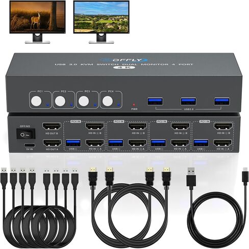 4K@60Hz HDMI KVM SWITCH 1 مراقب 2 كمبيوتر ، ومشاركة أجهزة USB مع 3 منافذ USB 3.0 ، يدعم التحكم عن بُعد وزر السلك in Saudi Arabia