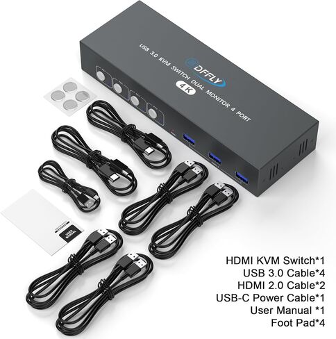 4K@60Hz HDMI KVM SWITCH 1 مراقب 2 كمبيوتر ، ومشاركة أجهزة USB مع 3 منافذ USB 3.0 ، يدعم التحكم عن بُعد وزر السلك in Saudi Arabia