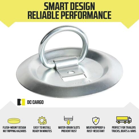 10 مرساة على شكل حرف D، حلقات على شكل حرف D مثبتة بمسمار دائري على البضائع من DC Cargo Mall، مرساة فولاذية قوية للشاحنة والمقطورة والسرير المسطح وسرير الالتقاط (10) in Kuwait