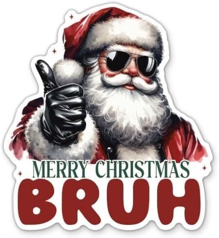 Merry Christmas Bruh Santa Christmas Holidays Waterproof Sticker in Saudi Arabia