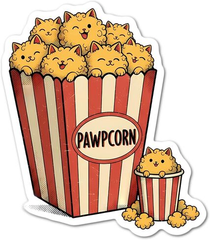 Pawpcorn Popcorn Cats Kitties Cute Waterproof Sticker in Saudi Arabia
