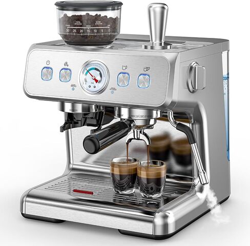 (2025 Upgrade)20 Bar Espresso Machine with Grinder & Milk Frother Steam Wand, Tamping Tools, Expresso Coffee Machines 58mm Commercial Espresso Maker for Home or Café, Perfect for latte, Cappuccino in Kuwait