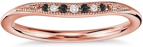 Alternate Black & White Diamond Milgrain Wedding Band For Women, 14k Gold Finish Black Diamond Seven Stone Ring, Anniversary Ring in Saudi Arabia