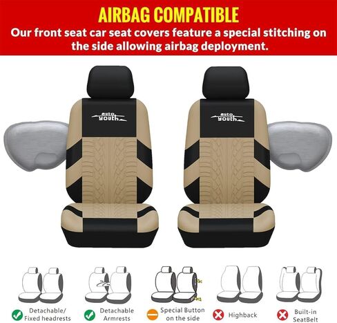 اوتو يوث مجموعة اغطية مقاعد السيارة باللون الاحمر مجموعة كاملة، اغطية مقاعد الدلو الامامية مع مقعد مقسم للنساء، مجموعة كاملة من واقيات مقاعد السيارة - 9 قطع in Kuwait