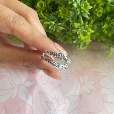 Blue Topaz V Shaped Enhancer Guard For Women, 14k Gold Finish Blue Topaz Wrap Ring, Anniversary Band in Saudi Arabia