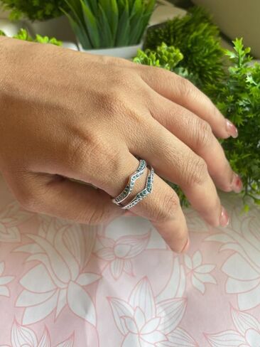 Blue Topaz V Shaped Enhancer Guard For Women, 14k Gold Finish Blue Topaz Wrap Ring, Anniversary Band in Saudi Arabia