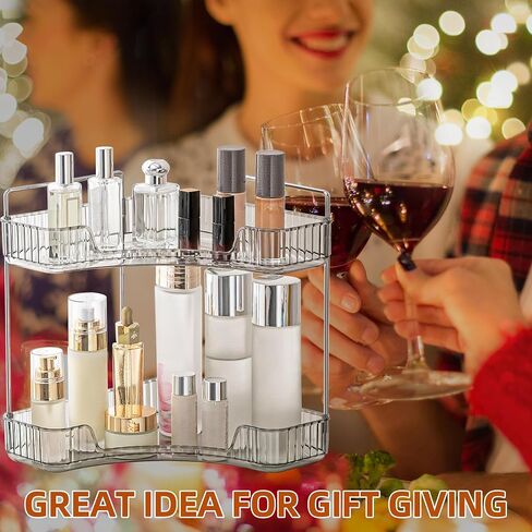 YCIA&DONE Corner Counter Bathroom Organizer Countertop, 3 Tiers Cosmetic Perfume Tray, Vanity Organizer for Makeup, Skincare, Clear Corner Rack for Bedroom, Bathroom, Kitchen(Smoky Gray) in Saudi Arabia