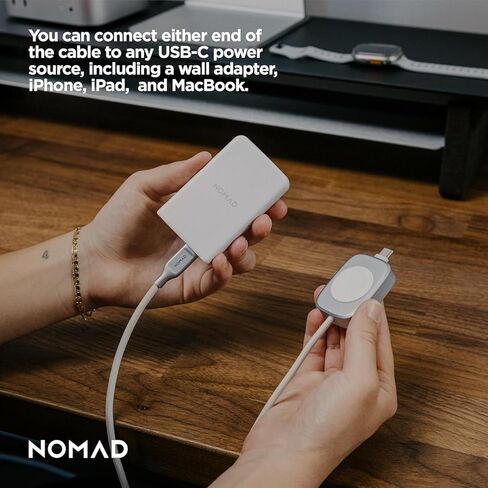 Nomad Apple Watch Charger USB C Cable 1.5m Carbide 2in1 ، كابل شحن USB C - 100W Fast Iwatch Charger USBC لـ Apple Watch و AirPods و iPhone ، كابلات الشحن العالمية C ، in Kuwait