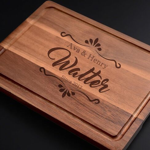 Personalized Cutting Board, Custom Engraved Wood Charcuterie Board - Best Present for Wedding, Bridal Shower, Engagement, Anniversary, Housewarming-11x7.9", 13x9", 15x10.2" in Kuwait