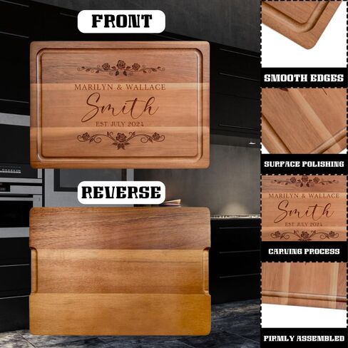 Personalized Cutting Board, Custom Engraved Wood Charcuterie Board - Best Present for Wedding, Bridal Shower, Engagement, Anniversary, Housewarming-11x7.9", 13x9", 15x10.2" in Kuwait