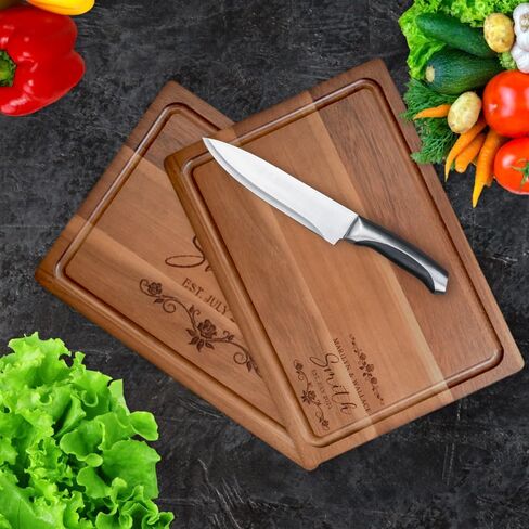 Personalized Cutting Board, Custom Engraved Wood Charcuterie Board - Best Present for Wedding, Bridal Shower, Engagement, Anniversary, Housewarming-11x7.9", 13x9", 15x10.2" in Kuwait