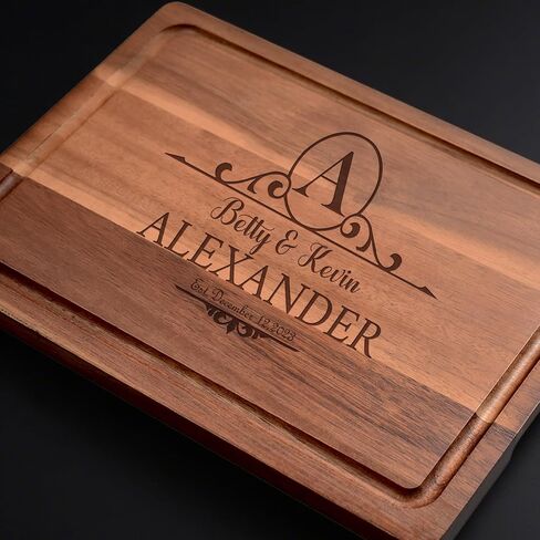 Personalized Cutting Board, Custom Engraved Wood Charcuterie Board - Best Present for Wedding, Bridal Shower, Engagement, Anniversary, Housewarming-11x7.9", 13x9", 15x10.2" in Kuwait