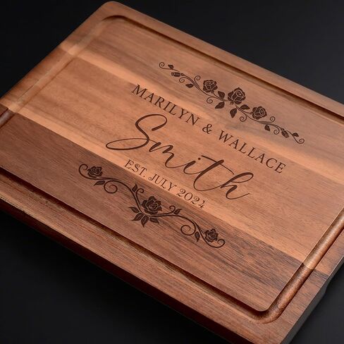 Personalized Cutting Board, Custom Engraved Wood Charcuterie Board - Best Present for Wedding, Bridal Shower, Engagement, Anniversary, Housewarming-11x7.9", 13x9", 15x10.2" in Kuwait