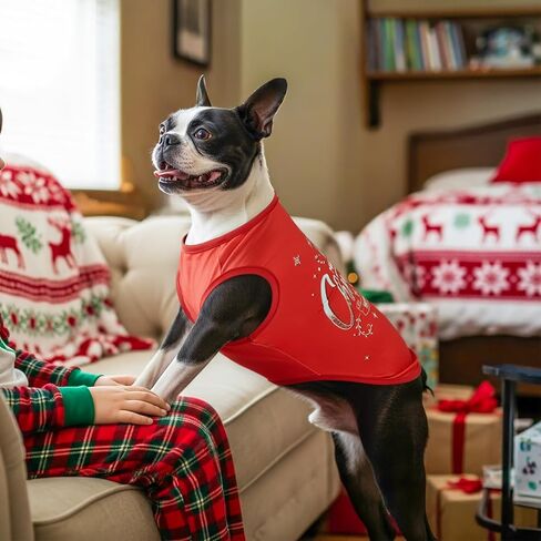 4-Pack Christmas Dog Shirt for Small Doggies Dog Tank Top Tee Shirts Xmas Pet Cat Sleeveless Vest Puppy Christmas Outfit Clothes Costume for Small Medium Dogs M in Saudi Arabia