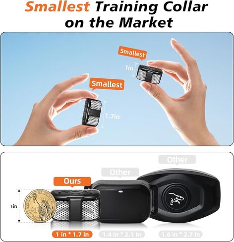 Tiniest Dog Shock Collar, Lightest Dog Training Collar with Remote for Small Dogs 5-15lbs & Medium Large Dogs/Puppies, Waterproof, Rechargeable, 1300ft Range (Orange&Ultra Tiny) in Kuwait