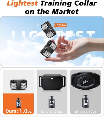 Tiniest Dog Shock Collar, Lightest Dog Training Collar with Remote for Small Dogs 5-15lbs & Medium Large Dogs/Puppies, Waterproof, Rechargeable, 1300ft Range (Orange&Ultra Tiny) in Kuwait