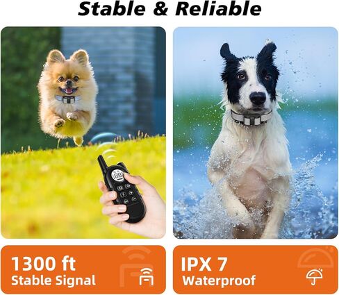 Tiniest Dog Shock Collar, Lightest Dog Training Collar with Remote for Small Dogs 5-15lbs & Medium Large Dogs/Puppies, Waterproof, Rechargeable, 1300ft Range (Orange&Ultra Tiny) in Kuwait