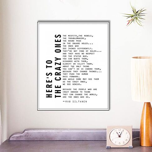"Here's to the Crazy Ones, the Misfits" Rob Siltanen Motivational Wall Art Print,- Unique Room Decorations for Office, Studio,Den,Gift for Entrepreneur, Boss Frame NOT INCLUDED (8x10 Inches) in Saudi Arabia