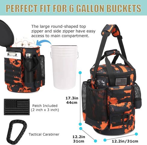 Baseball Bucket Bag Baseball Coaching Accessories Organizer Tactical Style Softball Bucket Bag with Anti-Slip Bottom, Multiple Pockets for Bat, Gloves, Scoreboards in Saudi Arabia