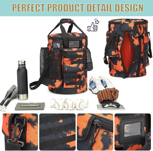 Baseball Bucket Bag Baseball Coaching Accessories Organizer Tactical Style Softball Bucket Bag with Anti-Slip Bottom, Multiple Pockets for Bat, Gloves, Scoreboards in Saudi Arabia