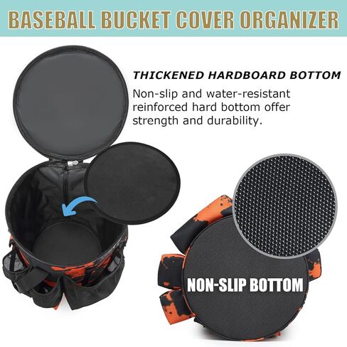 Baseball Bucket Bag Baseball Coaching Accessories Organizer Tactical Style Softball Bucket Bag with Anti-Slip Bottom, Multiple Pockets for Bat, Gloves, Scoreboards in Saudi Arabia