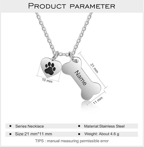 ALBERTBAND Personalized Dog Bone and Paw Charm Pendant-Dog Bone Memorial Necklace Custom Name Necklace Engrave Your Pets Name Christmas Gifts for Your Lover Pet in Saudi Arabia