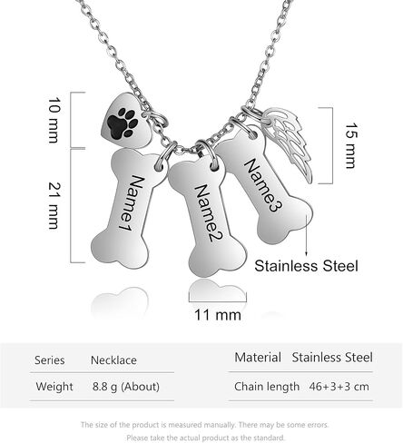 ALBERTBAND Personalized Dog Bone and Paw Charm Pendant-Dog Bone Memorial Necklace Custom Name Necklace Engrave Your Pets Name Christmas Gifts for Your Lover Pet in Saudi Arabia