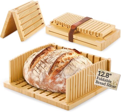قطاعة خبز احترافية عريضة للغاية مقاس 12.8 بوصة للعجين المخمر والأرغفة الحرفية - تصميم مغناطيسي قابل للتوسيع، فتحة قطع قابلة للتعديل وقابلة للطي وخالية من الخدش - مثالية للاستخدام المنزلي في الخبز والمخبوزات in Kuwait