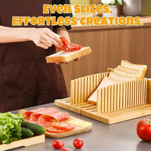 قطاعة خبز احترافية عريضة للغاية مقاس 12.8 بوصة للعجين المخمر والأرغفة الحرفية - تصميم مغناطيسي قابل للتوسيع، فتحة قطع قابلة للتعديل وقابلة للطي وخالية من الخدش - مثالية للاستخدام المنزلي في الخبز والمخبوزات in Kuwait