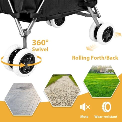 Folding Grocery Shopping Cart Rolling Utility Cart with 360° Double Front Swivel Wheels Waterproof Removable Canvas Bag with Cover for Laundry Grocery, Shopping, Baggage, Picnic (Blue) in Kuwait