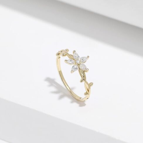 Meissa 925 Sterling Silver Handmade Friendship Rings for Girls Flower Vine Ring Dainty Stacking Ring Floral Ring in Saudi Arabia