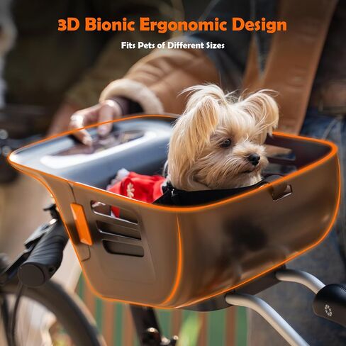 Dog Bike Basket for 26 lbs, Pet Bike Carrier with Integrated Sturdy Seat, Waterproof Scratch-Resistant Nylon Cushion, Adjustable Straps & Rustproof Metal Frame for Small/Medium Dogs, Black in Saudi Arabia