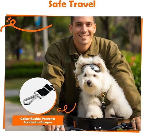 Dog Bike Basket for 26 lbs, Pet Bike Carrier with Integrated Sturdy Seat, Waterproof Scratch-Resistant Nylon Cushion, Adjustable Straps & Rustproof Metal Frame for Small/Medium Dogs, Black in Saudi Arabia