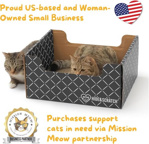 إخفاء وخدش خدش القطط من الورق المقوى؛ صندوق وسرير لخدش القطط مع وسادة خدش من الورق المقوى على الوجهين قابلة لإعادة الملء للقطط الداخلية in Kuwait