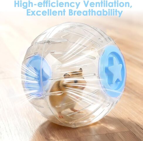 كرة تمرين الهامستر مقاس 7.9 بوصة - كرة جري للهامستر شفافة مع غطاء قفل ملتوي، ألعاب تهوية كبيرة وآمنة، ملحقات للهامستر السوري/القزم وغيرها من الهامستر الصغيرة/المتوسطة، أزرق in Kuwait