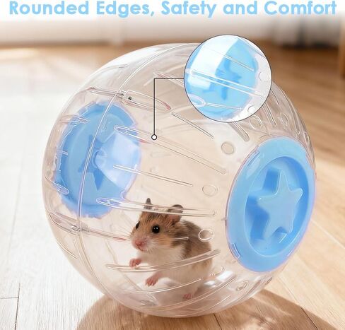 كرة تمرين الهامستر مقاس 7.9 بوصة - كرة جري للهامستر شفافة مع غطاء قفل ملتوي، ألعاب تهوية كبيرة وآمنة، ملحقات للهامستر السوري/القزم وغيرها من الهامستر الصغيرة/المتوسطة، أزرق in Kuwait