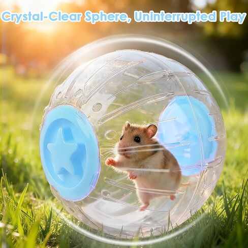 كرة تمرين الهامستر مقاس 7.9 بوصة - كرة جري للهامستر شفافة مع غطاء قفل ملتوي، ألعاب تهوية كبيرة وآمنة، ملحقات للهامستر السوري/القزم وغيرها من الهامستر الصغيرة/المتوسطة، أزرق in Kuwait