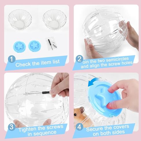 كرة تمرين الهامستر مقاس 7.9 بوصة - كرة جري للهامستر شفافة مع غطاء قفل ملتوي، ألعاب تهوية كبيرة وآمنة، ملحقات للهامستر السوري/القزم وغيرها من الهامستر الصغيرة/المتوسطة، أزرق in Kuwait