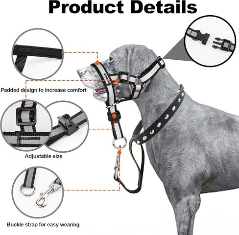 Dog No Pull Head Collar, Dog Over The Nose Leash Adjustable Head Halter Anti-Pull Muzzle Leash Nose Strap for Easy to Control When Walking (Size S) in Saudi Arabia
