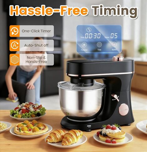 Stand Mixer 6QT Kitchen Mixer with LED Smart Touchscreen, 11-Speed Tilt-Head Mixer with Timer, 4 Preset Menus, Stainless Steel Bowl, Dough Hook, Whisk, Beater,Green in Kuwait