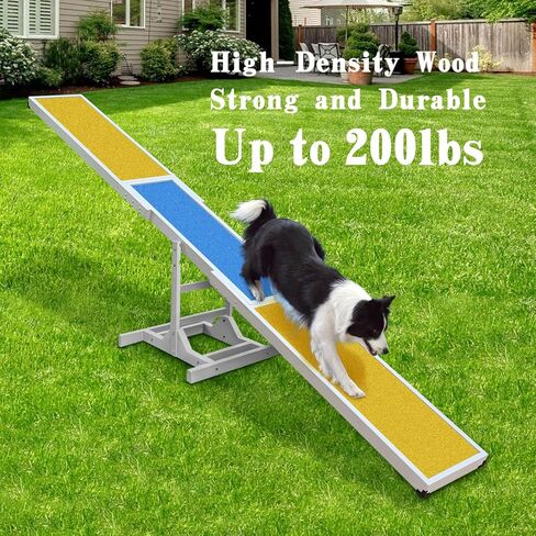 Dog Agility Seesaw - 118"x13"x21" Dog Agility Training Equipment for Backyard Obstacle Courses, Weather Resistant & 2-Level Height Adjustable in Kuwait