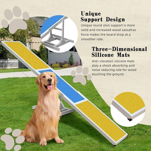 Dog Agility Seesaw - 118"x13"x21" Dog Agility Training Equipment for Backyard Obstacle Courses, Weather Resistant & 2-Level Height Adjustable in Kuwait