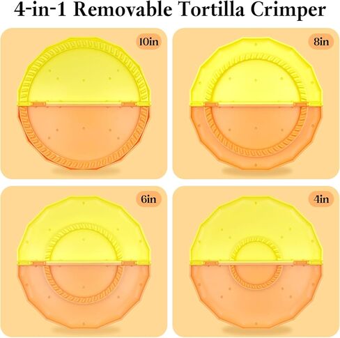 4 في 1 سدادة تورتيلا وضغط لفافات 10 بوصة + 8 بوصة + 6 بوصة + 4 بوصة | صحافة كويساديلا، صانع البوريتو والتاكو | تصميم مانع للتسرب | أداة مطبخ متعددة الاستخدامات للكالزون والزلابية والساندويتشات in Kuwait